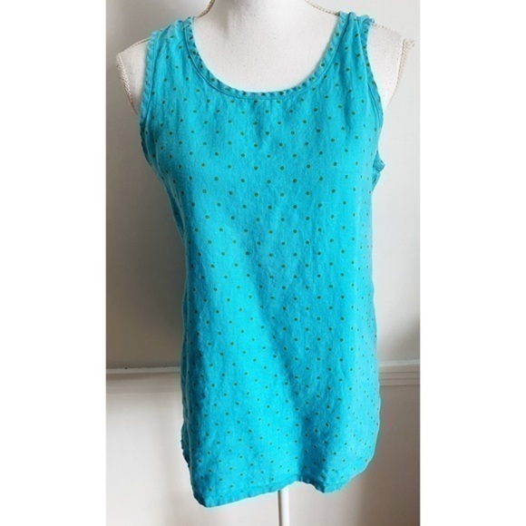 Flax • Linen Blue and Green Polka Dot Tank - Picture 1 of 7